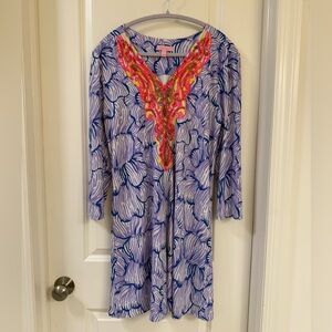 🦩Lilly Pulitzer rare print dress Pink and periwinkle  dress like new condition 🦩